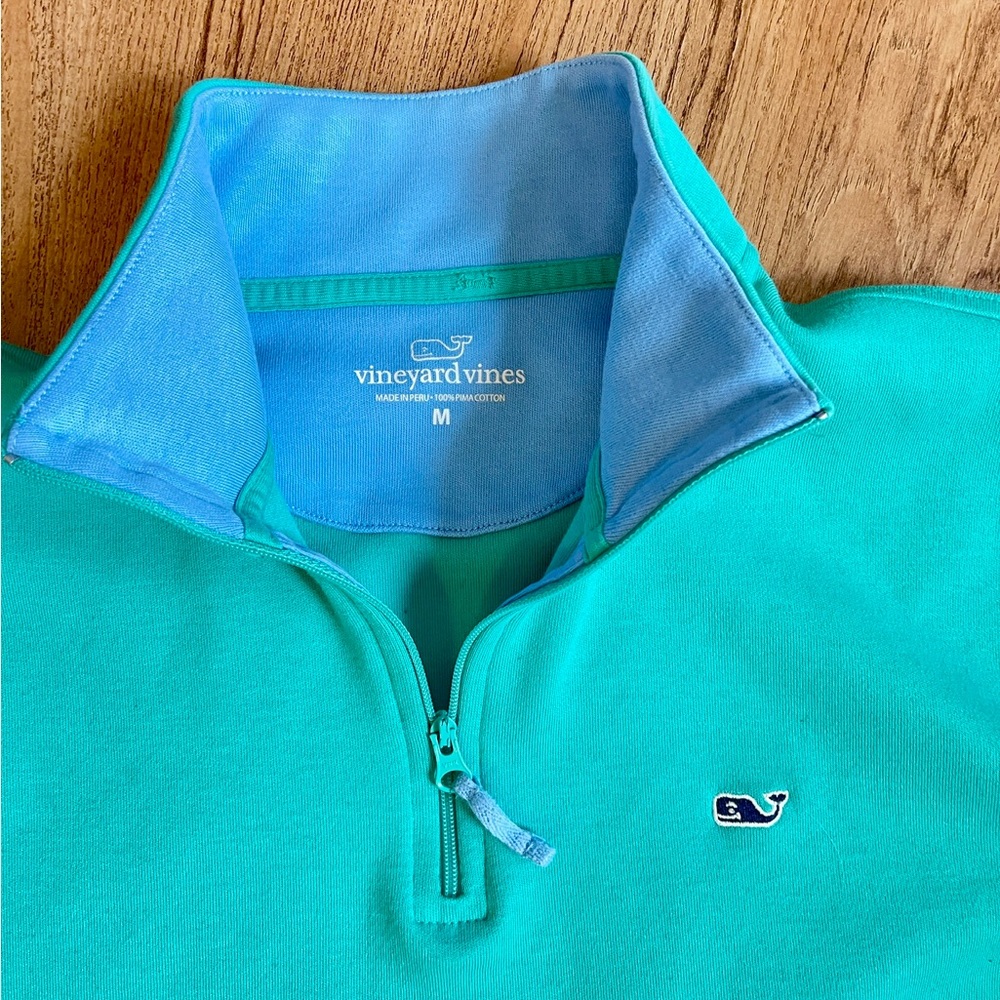 Vineyard Vines Turquoise-Green Quarter Zip Pullover, Women’s M
